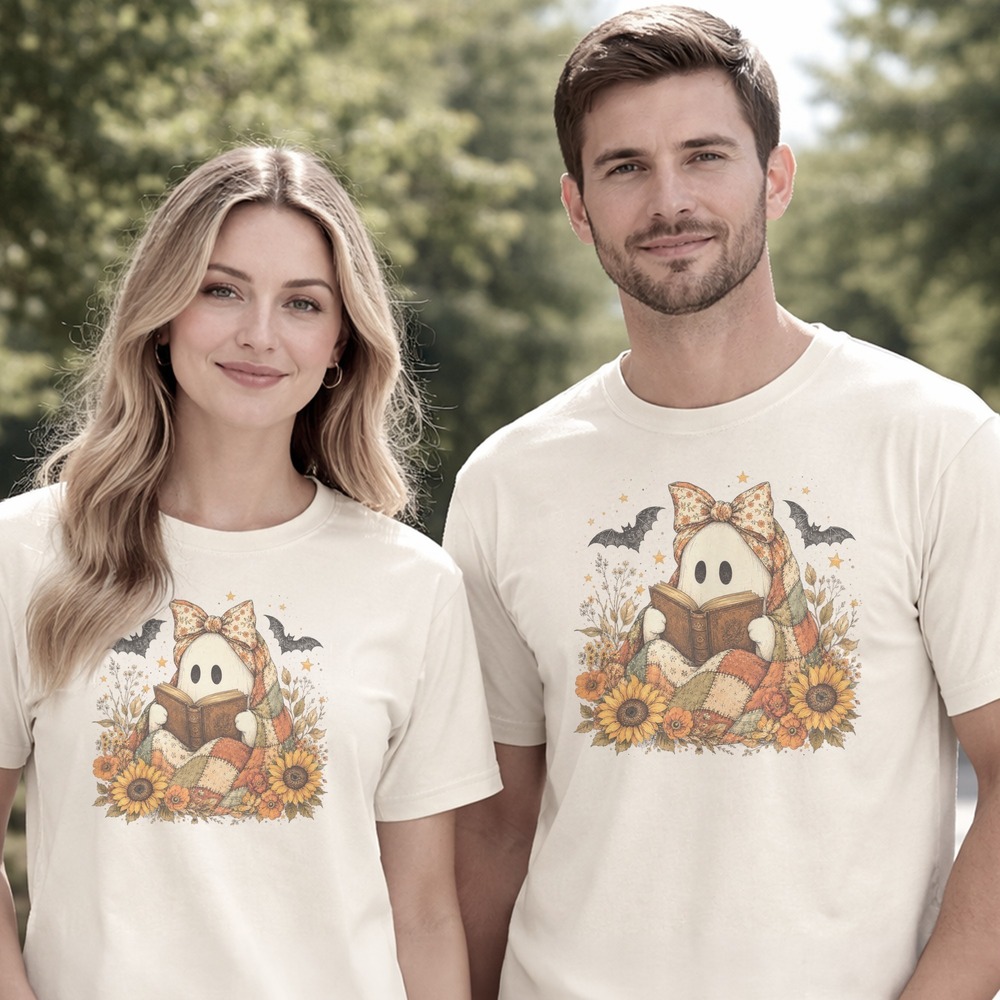 Ghost Reading by the Quilt in Autumn Tee